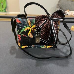 ALDO multi color tropical print handbag with shoulder strap